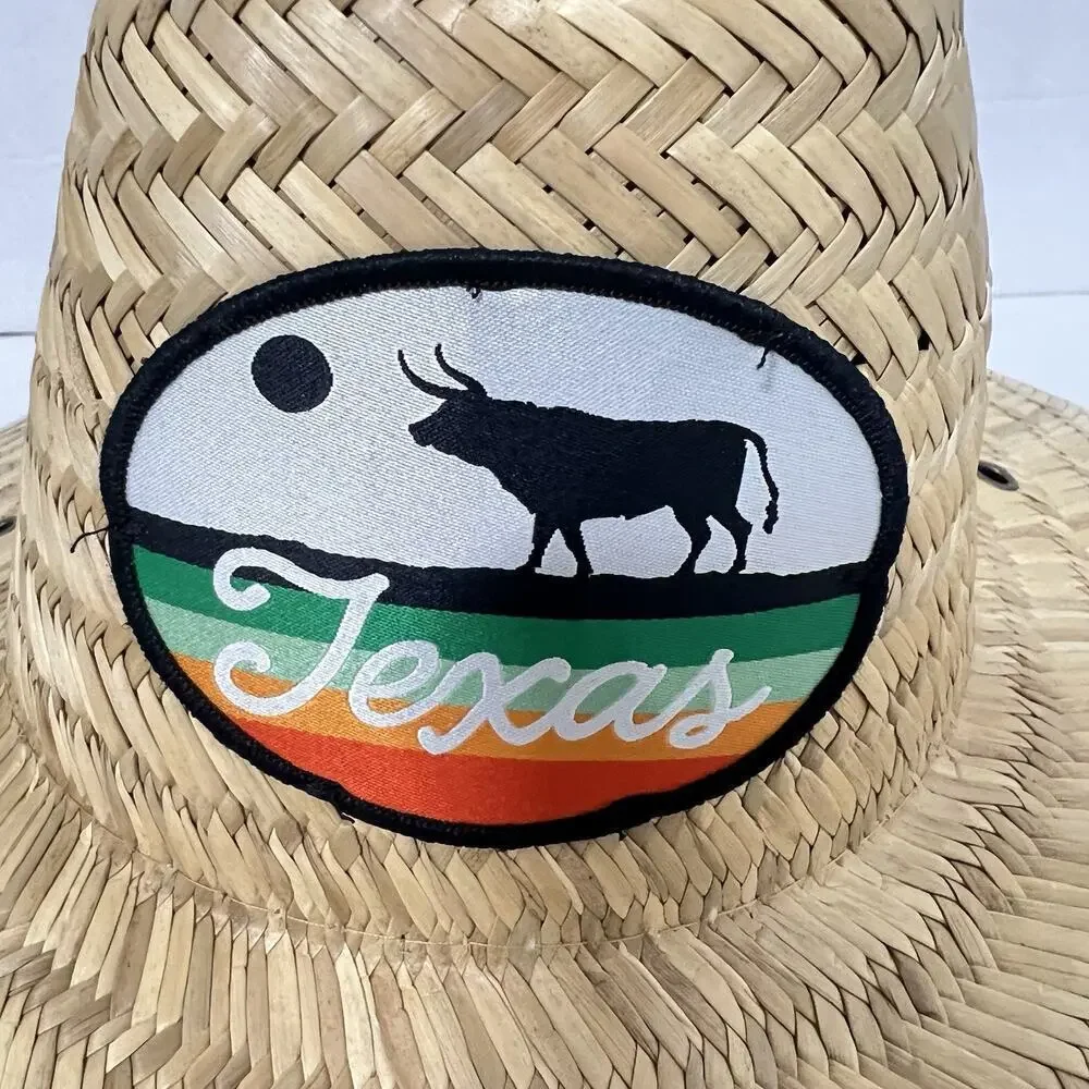 Local Crowns Raffia Straw Hat Texas Patch Wide Brim One Size